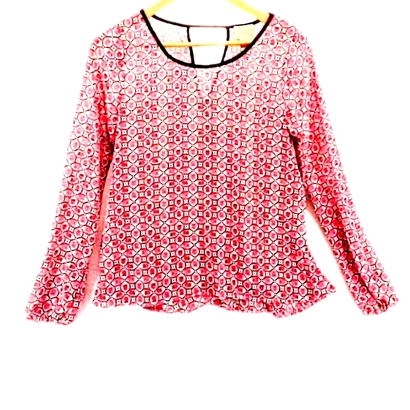 ❤️Eyelash Couture- Semisheer Pink, Black & Whitel Long Sleeve Top - Picture 7 of 8